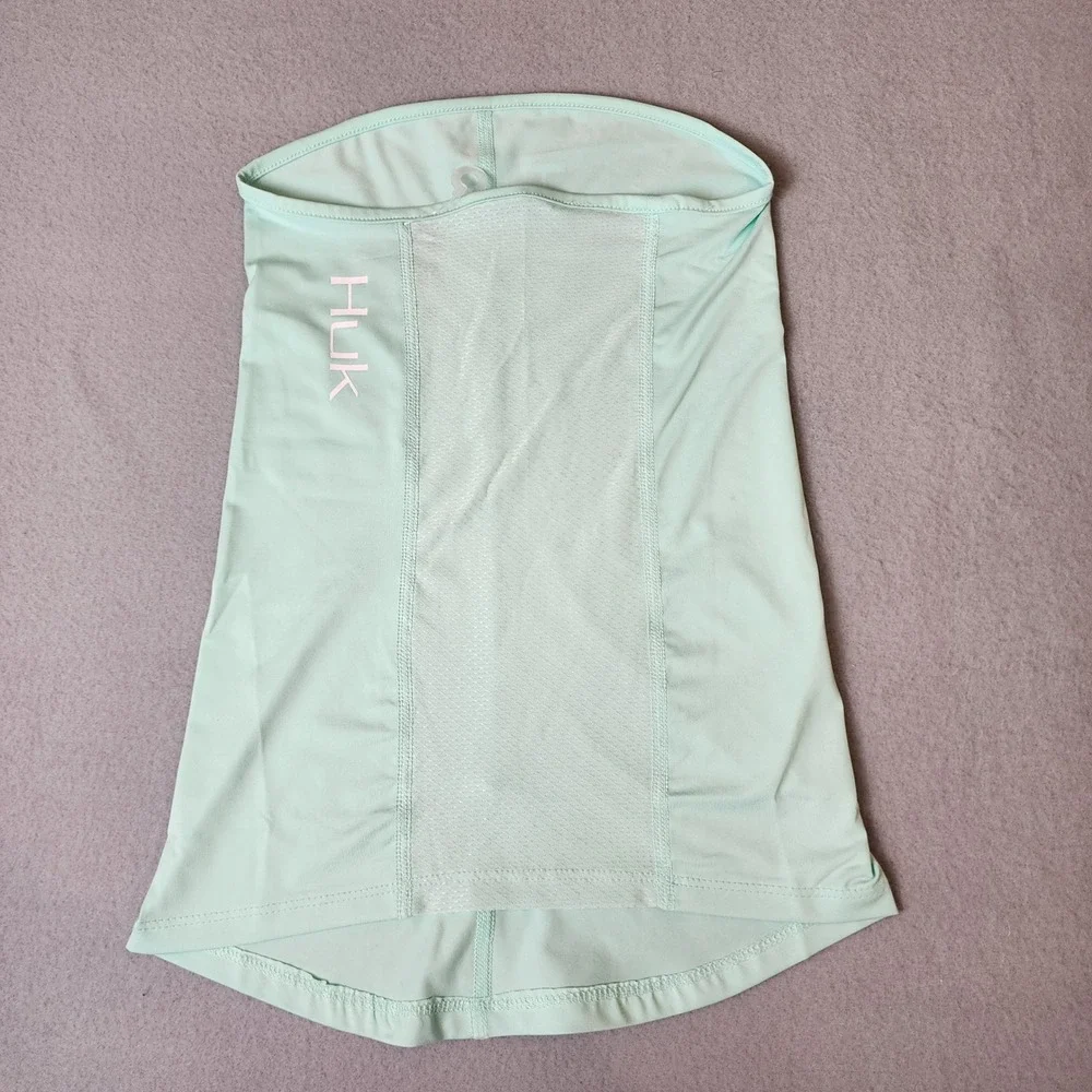 Huk Fishing Neck Gaiter Sun Shield Performance Mesh Seafoam Green Pink Logo NWOT